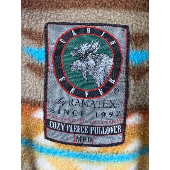 Cabin Fever Ramatex Southwestern Aztec Snap Pullover Fleece Sweater VTG Medium‎ - Picture 7 of 10